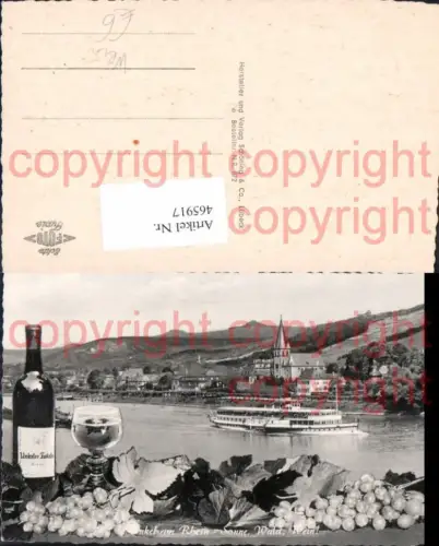 465917,Fotomontage Binnenschiff Schiff Unkel a. Rhein Weinflasche Glas Wein Weintrauben