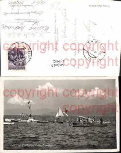 465952,Foto Ak Segelschiff Segelboot Boote Wasserskispringen Velden Wörthersee