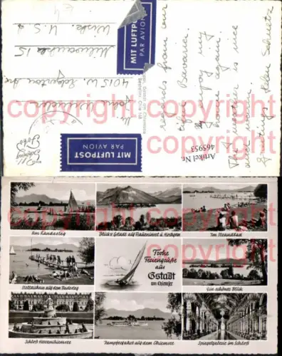 465953,Mehrbild Ak Segelboot Boote Gstadt a. Chiemsee Dampfer Schloß Landesteg