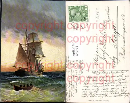465971,Künstler Ak Segelschiff Segelboot Ruderboot Stürmische See pub Theo Stroefer 599