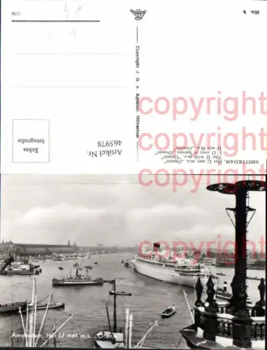 465978,Foto Ak Hochseeschiff Schiffe Dampfer MS Oranje Amsterdam Hafen