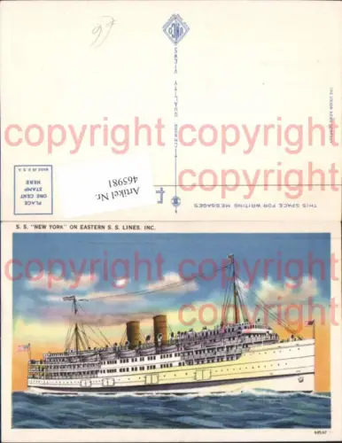 465981,Hochseeschiff Schiff S.S. New York On Eastern S.S. Lines Inc