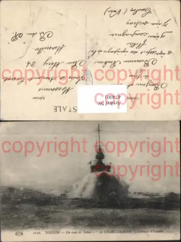 474001,Kriegsschiff Schiff Toulon Un coup de Tabac Le Charlemagne Cuirasse de Escadre