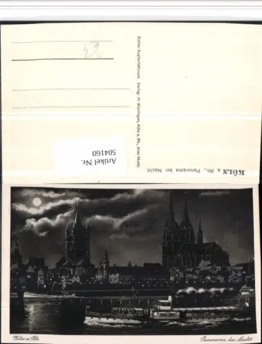 504160,Köln am Rhein Panorama b. Nacht Binnenschiff Schiff Dampfer Stadt Köln
