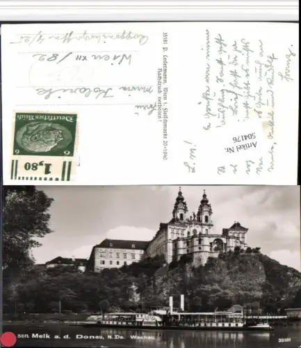 504176,Stift Melk an d. Donau Binnenschiff Schiff Dampfer Aschach
