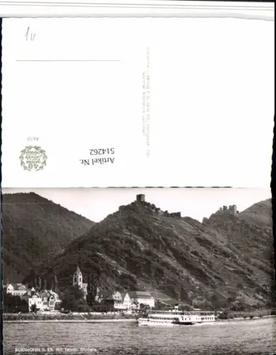 514262,Bornhofen am Rhein m. Ruinen Binnenschiff Schiff Dampfer