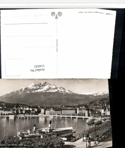 514332,Luzern Teilansicht Binnenschiffe Schiffe Dampfer Bergkulisse