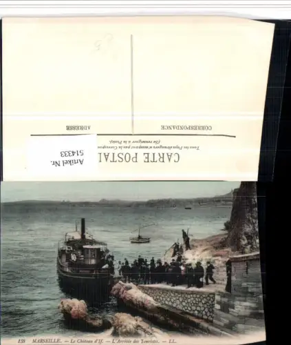 514333,Marseille Chateau d'If Arrivee des Touristes Binnenschiff Schiff Dampfer