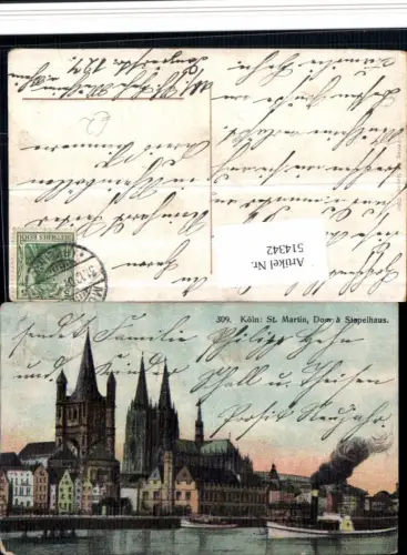 514342,Köln St. Martin Dom Binnenschiff Schiff Dampfer