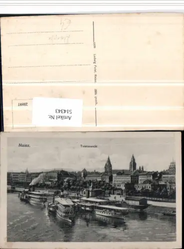 514343,Mainz am Rhein Teilansicht Binnenschiffe Schiffe Dampfer