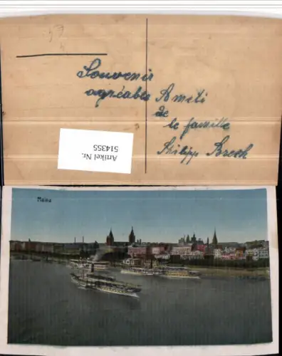 514355,Mainz am Rhein Teilansicht Binnenschiffe Schiffe Dampfer