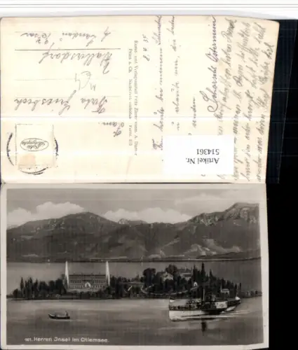 514361,Herreninsel im Chiemsee Binnenschiff Schiff Dampfer Bergkulisse
