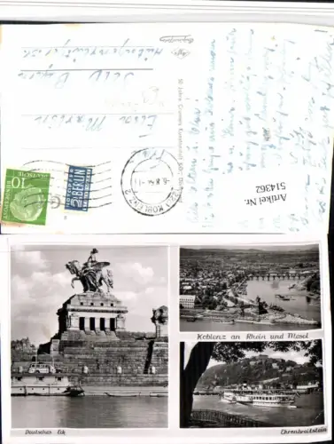 514362,Koblenz Totale Deutsches Eck Binnenschiff Schiff Dampfer