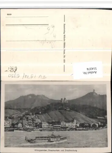 514374,Königswinter m. Drachenfels Binnenschiff Schiff Dampfer