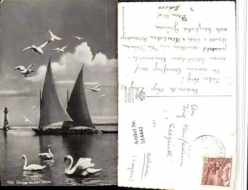 514442,Barque du Lac Leman Segelboote Boote Leuchtturm Schwäne