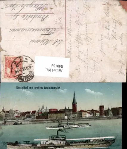 540169,Düsseldorf m. Rheindampfer Dampfer Prinz Heinrich Binnenschiff Schiff
