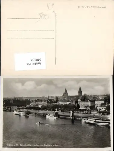 540182,Foto Ak Mainz a. Rhein Dampferabfahrtstellen Dampfer Binnenschiff Schiff
