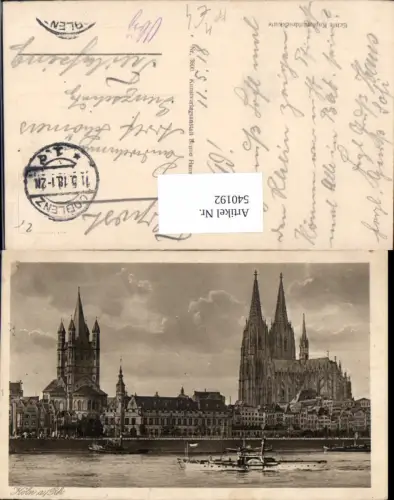 540192,Köln a. Rhein Dampfer Dom Binnenschiff Schiff Feldpost Landwehr Freilassing