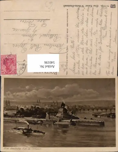 540196,Coblenz Koblenz Kaiser-Wilhelm-Denkmal Dampfer Binnenschiff Schiff