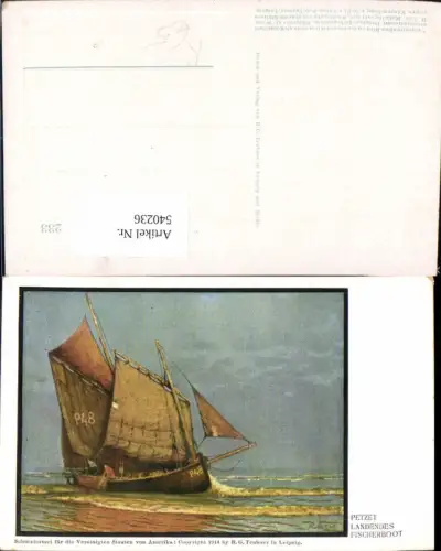 540236,Künstler Ak B. G. Teubner Petzet Landendes Fischerboot Segelschiff Segelboot Schiff