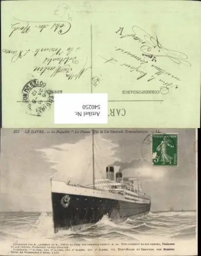 540250,Le Havre Le Paquebot La France Hochseeschiff Schiff