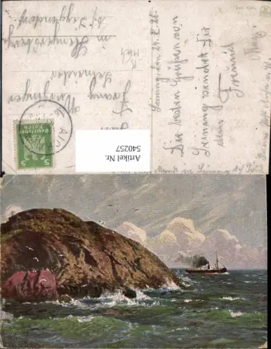 540257,Künstler Ak Dampfer Hochseeschiff Schiff vor Küste
