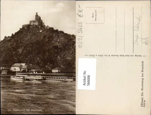 566008,Schiff Binnenschiff Dampfer Vaterland m. Marksburg b. Braubach