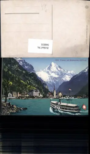 566031,Flüelen m. Bristenstock Schiff Binnenschiff Dampfer