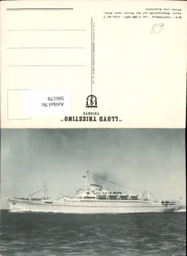 566179,Schiff Hochseeschiff Dampfer M/S Victoria Motorschiff Lloyd Triestino Trieste