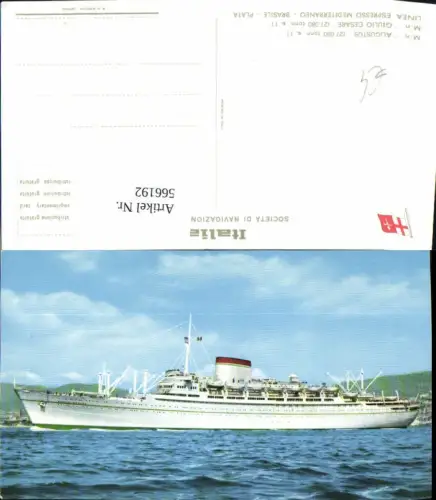 566192,Schiff Hochseeschiff Dampfer M/n Augustus M/N Giulio Cesare Italia Societa Di Navigazione Genova