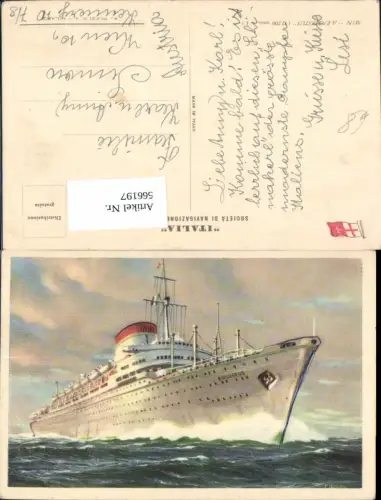 566197,Schiff Hochseeschiff Dampfer M/N Augustus Italia Societa die Navigazione Genova