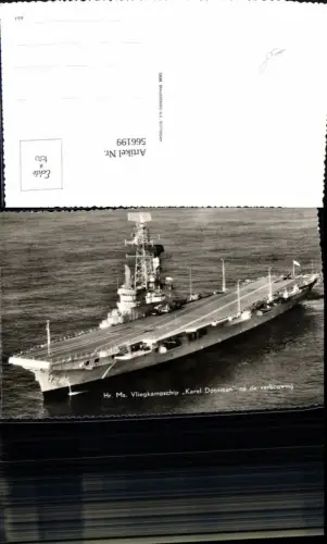 566199,Foto Ak Schiff Kriegschiff Dampfer Hr. Ms. Vliegkampschip Karel Doorman na de verbouwing