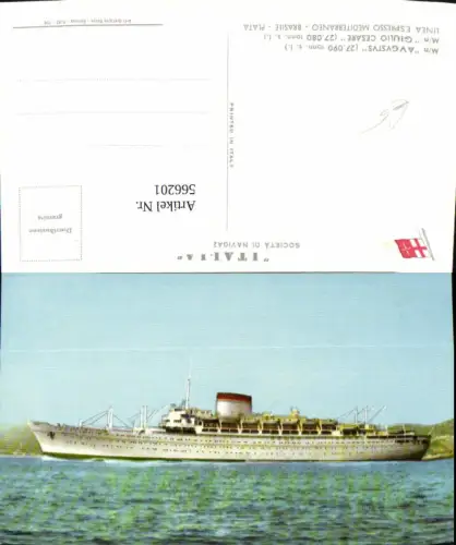 566201,Schiff Hochseeschiff Dampfer M/n Augustus M/n Giulio Cesare Societa di Navigazione Genova