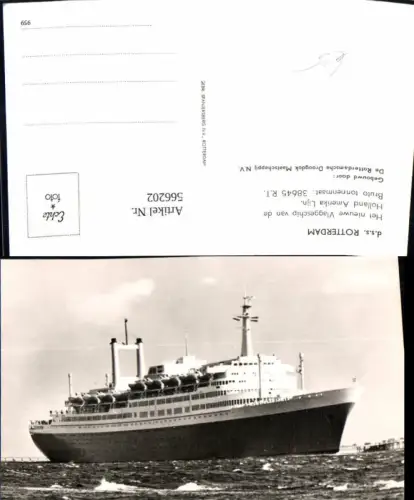 566202,Foto Ak Schiff Hochseeschiff Dampfer d.s.s. Rotterdam Holland Amerika Lijn