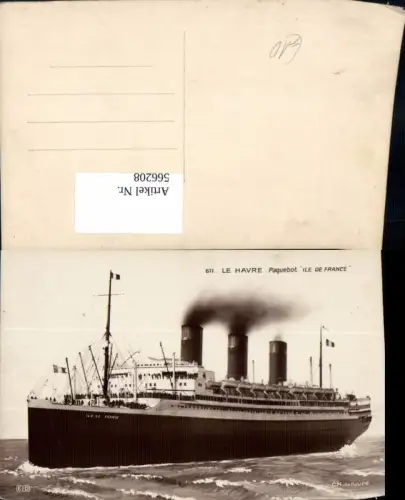 566208,Schiff Hochseeschiff Dampfer Le Havre Paquetbot Ile de France