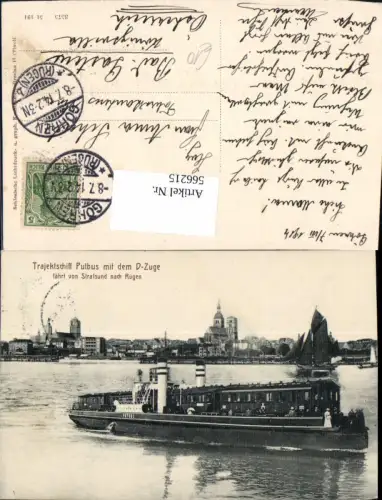 566215,Schiff Hochseeschiff Dampfer Trajektschiff Putbus m. d. D-Zuge Stralsund n. Rügen