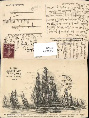 599541,Künstler Ak La Revolution Napoleon I Ligue Maritime Francaise Segelschiff