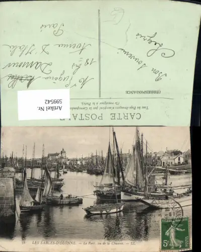 599542,Les Sables-D Olonne Le port vu de la Chaume Segelschiffe Hafen