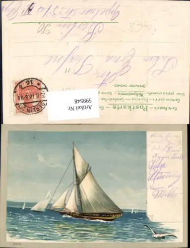 599548,Präge Litho Segelschiff Segelboote