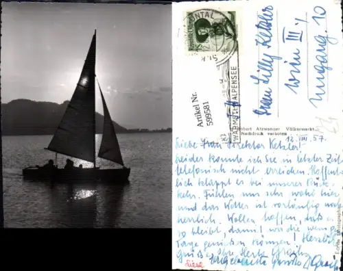 599581,Foto Ak Segelschiff Segelboot Am Klopeiner See Kärnten