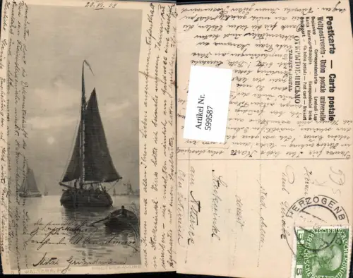 599587,Künstler Ak G. S. Walters Segelschiff Segelboot Stempel Herzogenburg