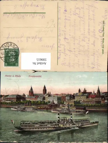 599615,Schiff Binnenschiff Dampfer Mainz a. Rhein
