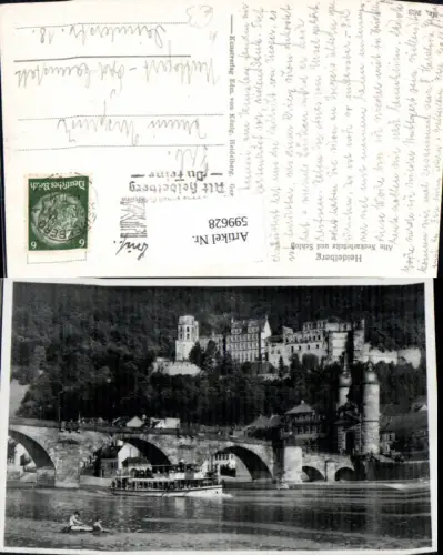 599628,Schiff Binnenschiff Hindenburg Heidelberg Alte Neckarbrücke u. Schloss