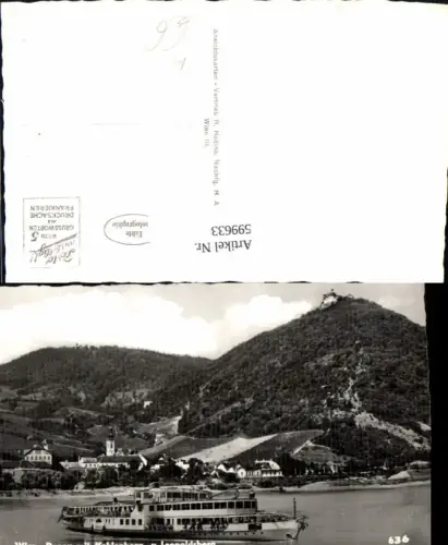 599633,Foto Ak Schiff Binnenschiff Dampfer Wien Donau m. Kahlenberg u. Leopoldsberg