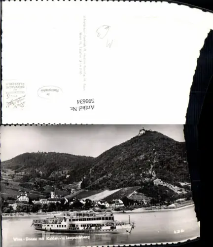 599634,Foto Ak Schiff Binnenschiff Dampfer Wien Donau m. Kahlenberg u. Leopoldsberg
