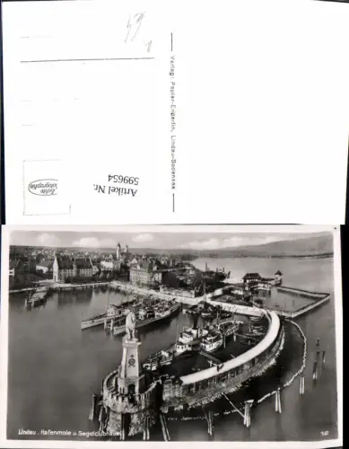 599654,Foto Ak Schiff Binnenschiff Dampfer Lindau Bodensee Hafenmole u. Segelclubhaus