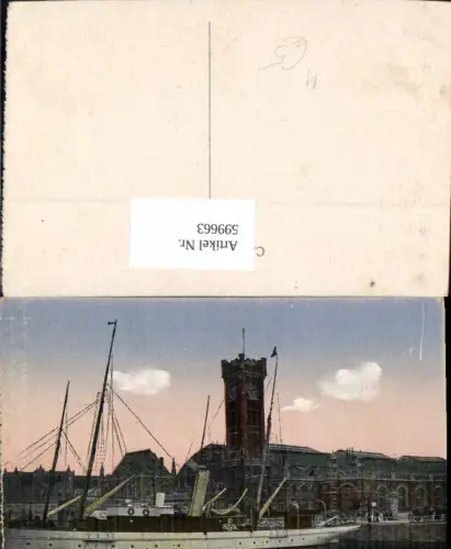 599663,Schiff Binnenschiff Dampfer Ostende La Gare Bahnhof