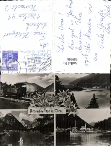 599666,Mehrbild Ak Schiff Binnenschiff Achensee Segelboot Bergbahn Zahnradsee