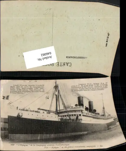 646082,Schifffahrt Schiff L Espagne Hochseeschiff Generale Transatlantique