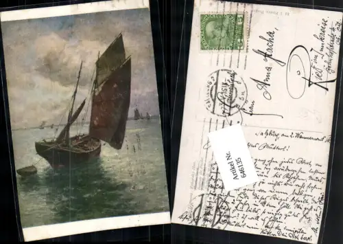 646135,Künstler AK A. Flameng Schifffahrt Schiff Segelschiff Segelboot Fischerboot Fischer